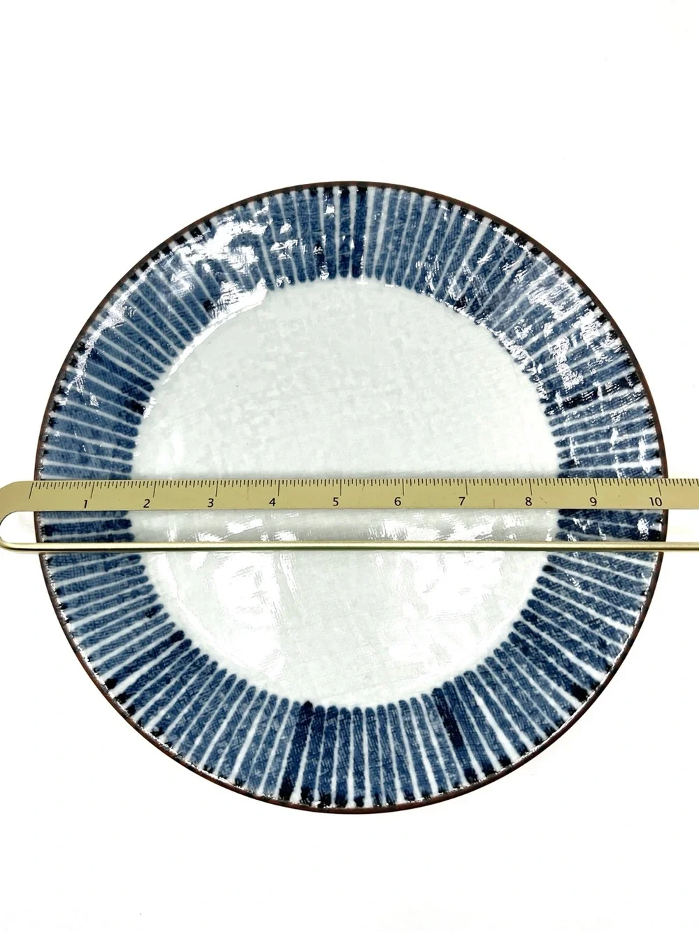 Mingei by Fitz & Floyd Set of Two Stoneware Dinner Plates Blue Tokusa 1970s EUC